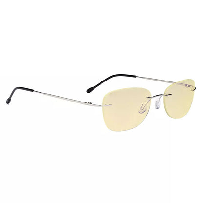 Rimless Blue Light Blocking Reading Glasses Yellow Tinted for Women men