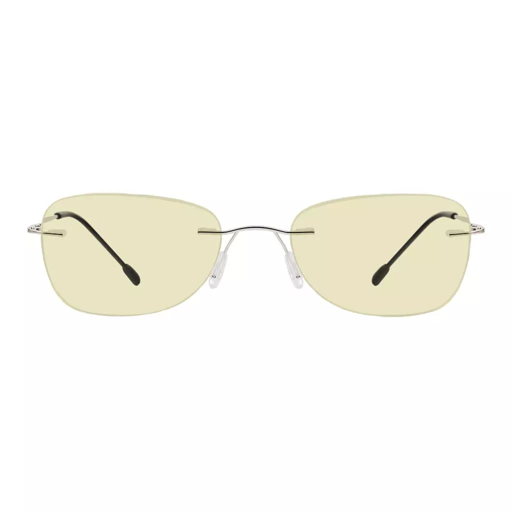 Rimless Blue Light Blocking Reading Glasses Yellow Tinted for Women men