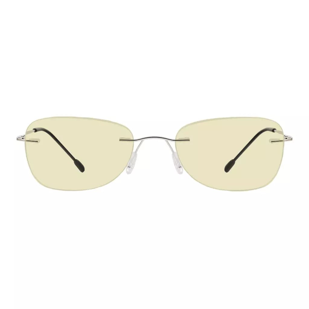 Rimless Blue Light Blocking Reading Glasses Yellow Tinted for Women men