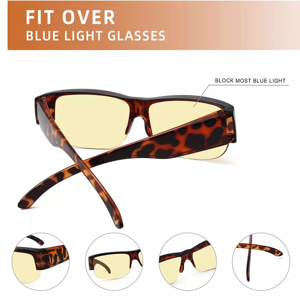 Blue Light Blocking Fit Over Glasses Yellow Tinted For Women Men
