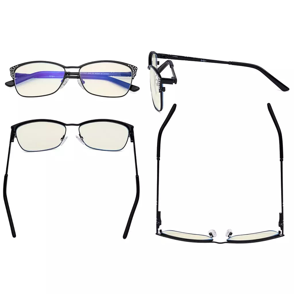 Rhinestone Blue Light Blocking Glasses for Women