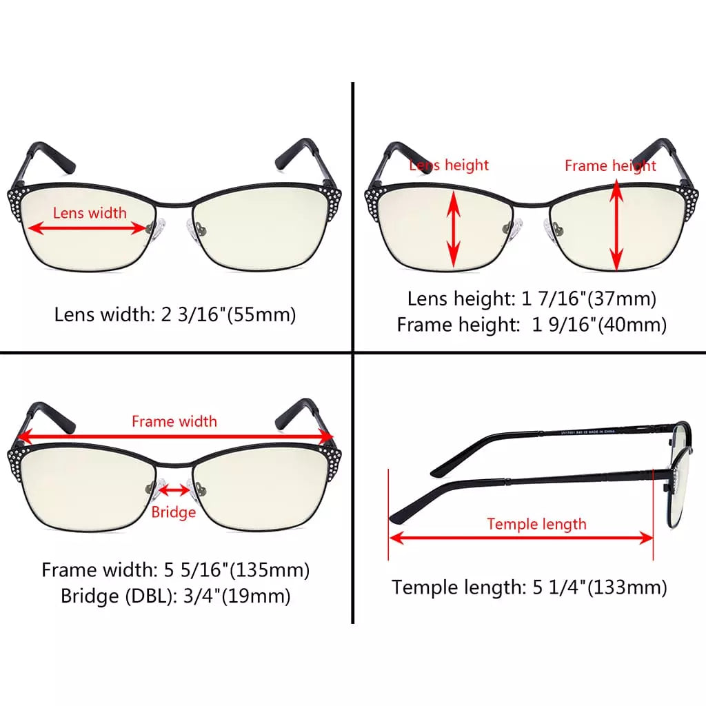 Rhinestone Blue Light Blocking Glasses for Women