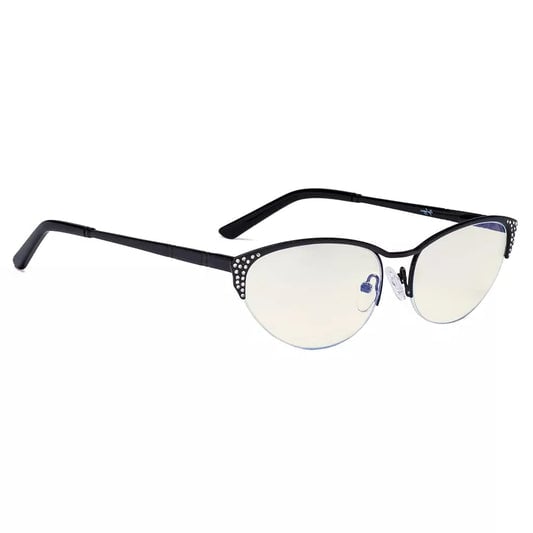 Cat Eye Half Rim Blue Light Blocking Glasses for Women