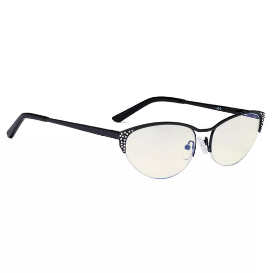 Cat Eye Half Rim Blue Light Blocking Glasses for Women