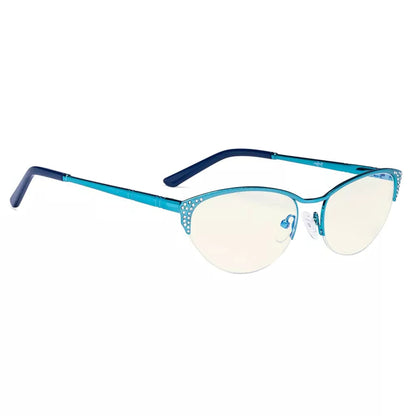 Cat Eye Half Rim Blue Light Blocking Glasses for Women