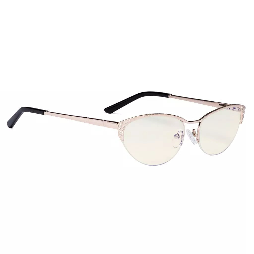 Cat Eye Half Rim Blue Light Blocking Glasses for Women