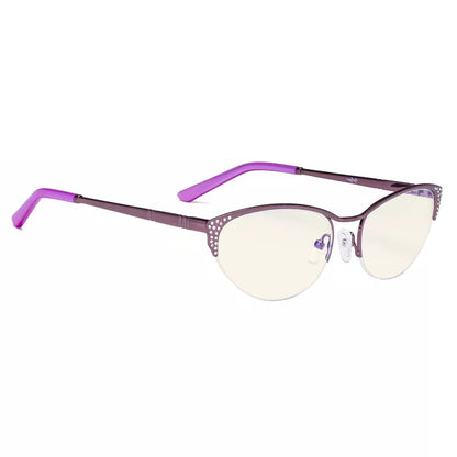 Cat Eye Half Rim Blue Light Blocking Glasses for Women
