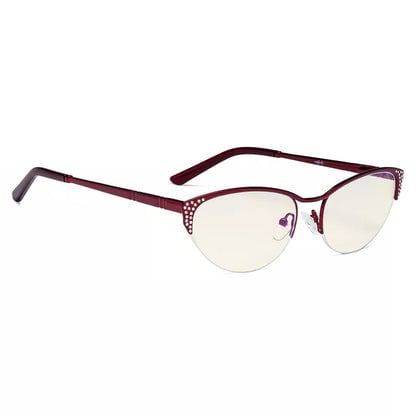 Cat Eye Half Rim Blue Light Blocking Glasses for Women