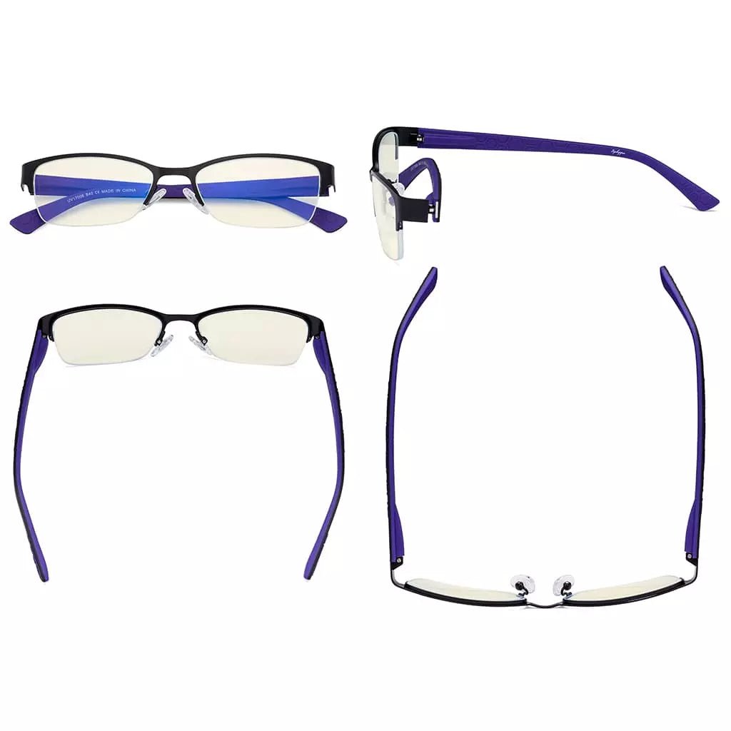 Half Rim Blue Light Blocking Glasses for Women and Men