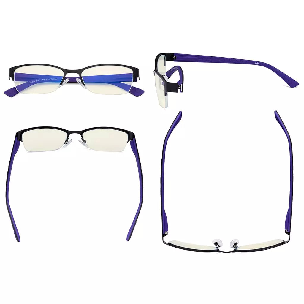 Half Rim Blue Light Blocking Glasses for Women and Men