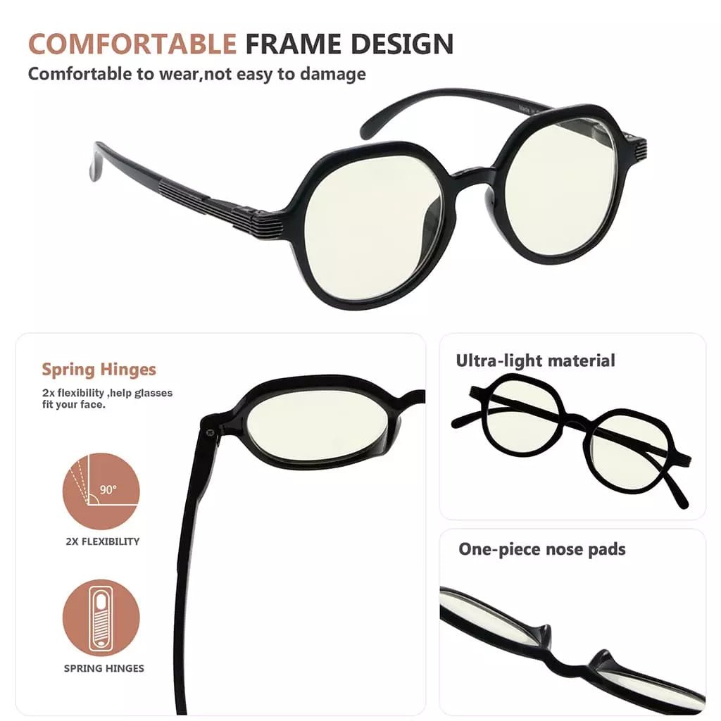 Round Oval Blue Light Blocking Eyeglasses For Women