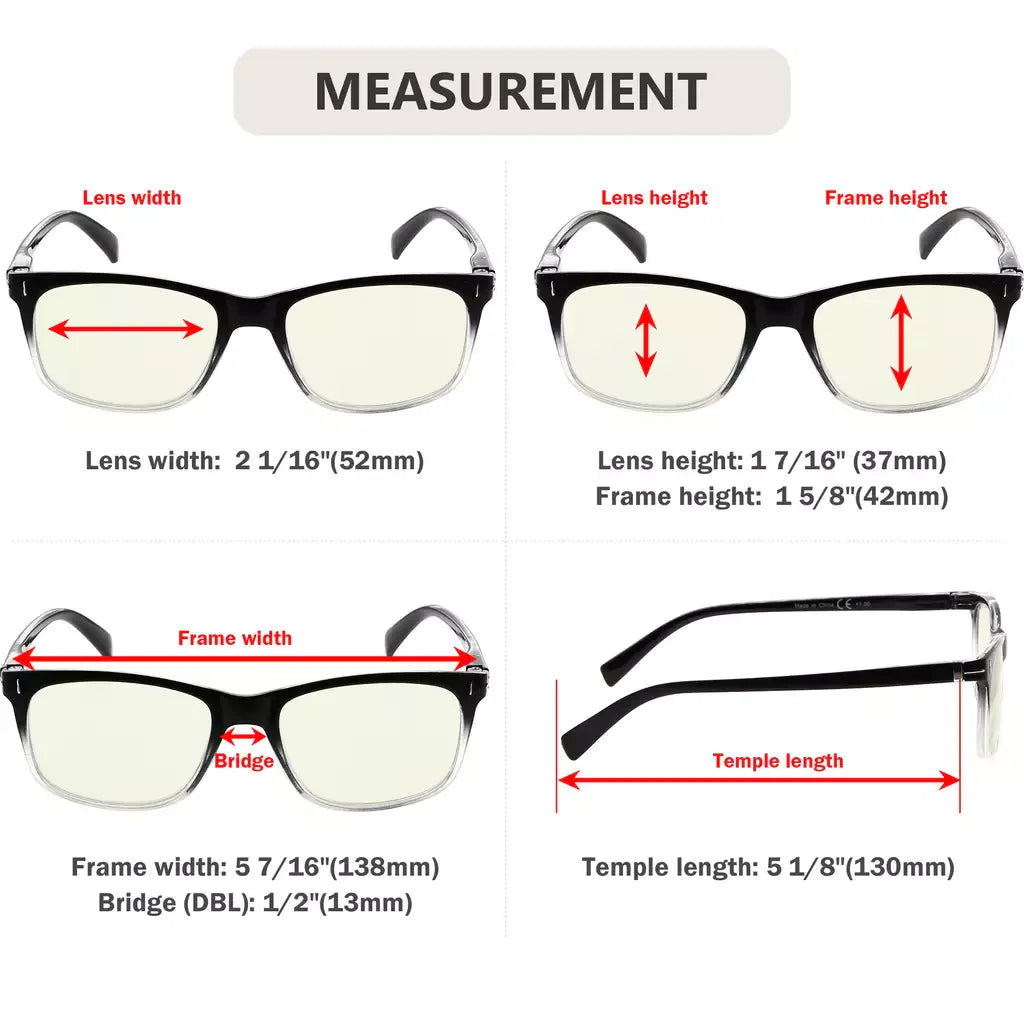 Rectangle Blue Light Blocking Glasses for Women Men