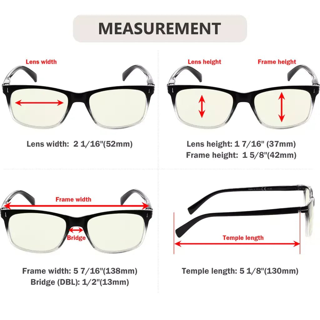 Rectangle Blue Light Blocking Glasses for Women Men