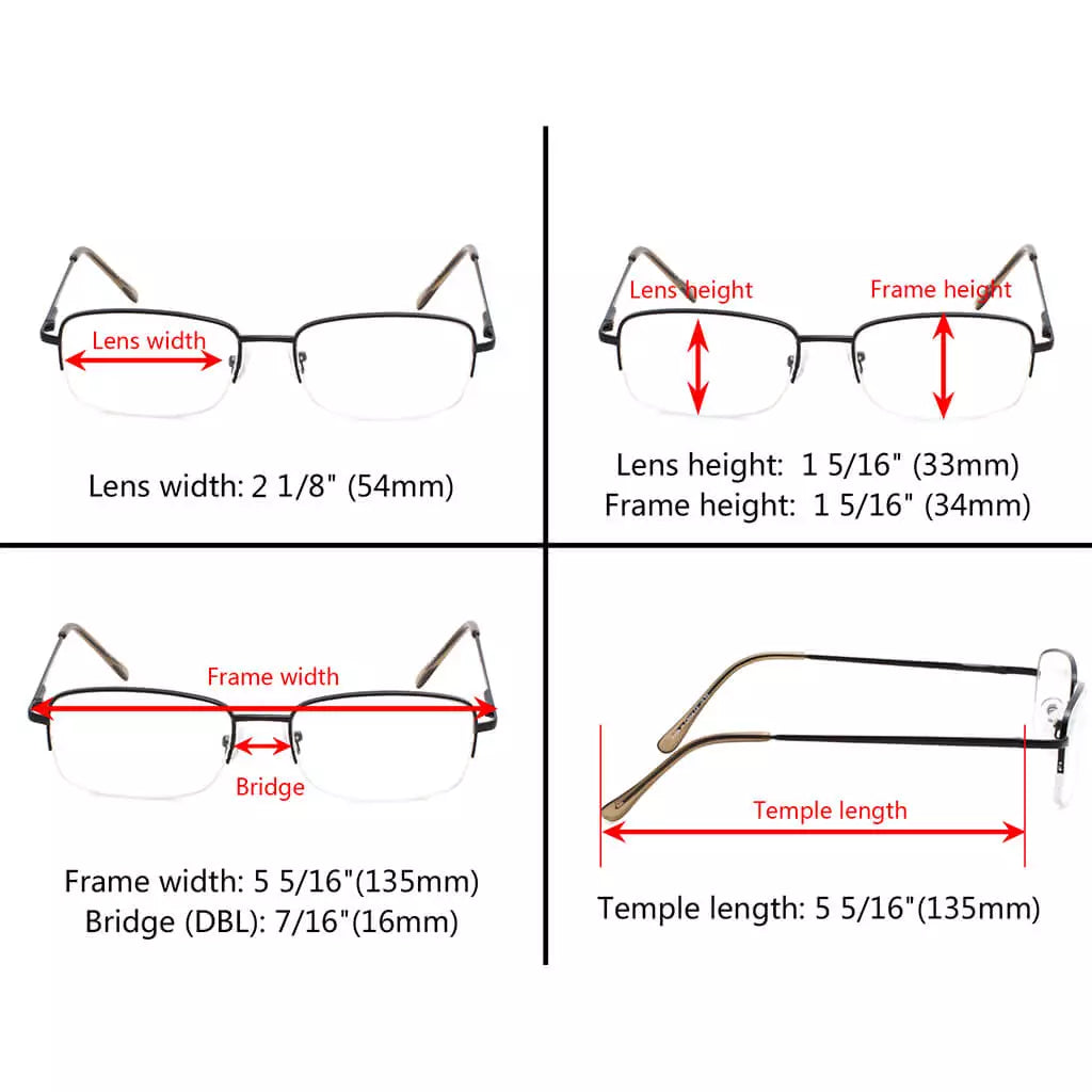 Half-Rim Vintage Blue Light Blocking Reading Glasses Men Women