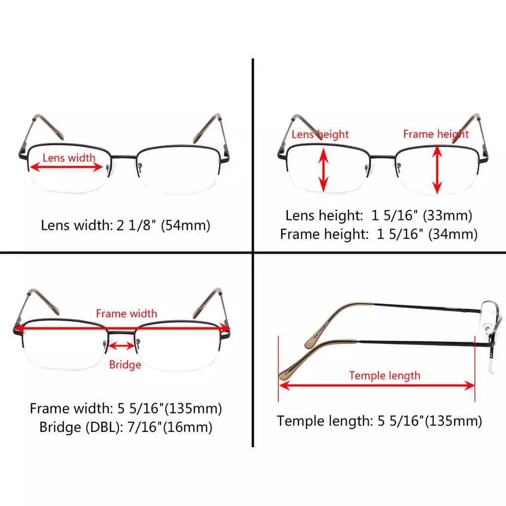 Half-Rim Vintage Blue Light Blocking Reading Glasses Men Women