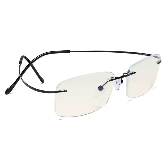 Rimless Titanium Blue Light Blocking Glasses for Women Men