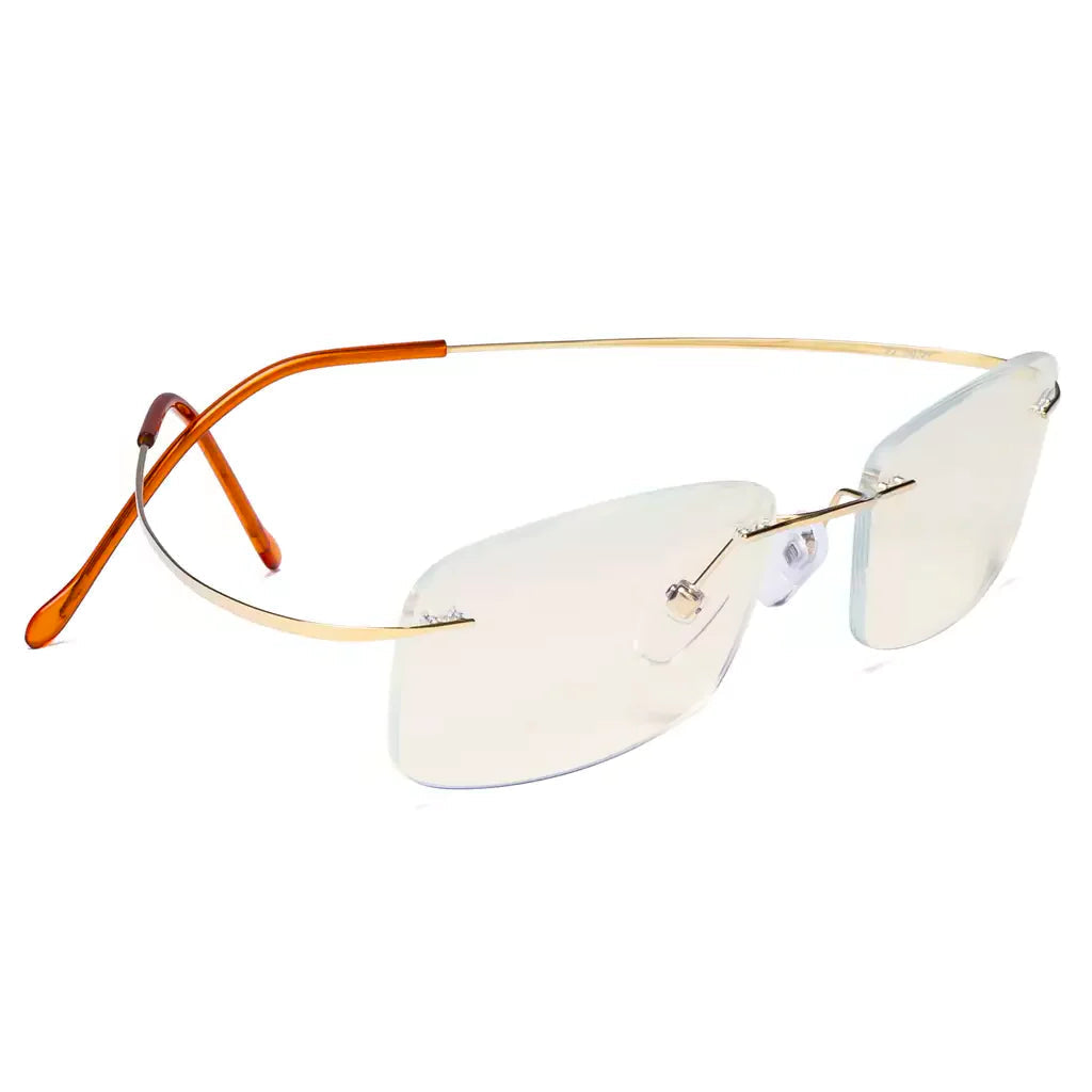 Rimless Titanium Blue Light Blocking Reading Glasses for Women Men