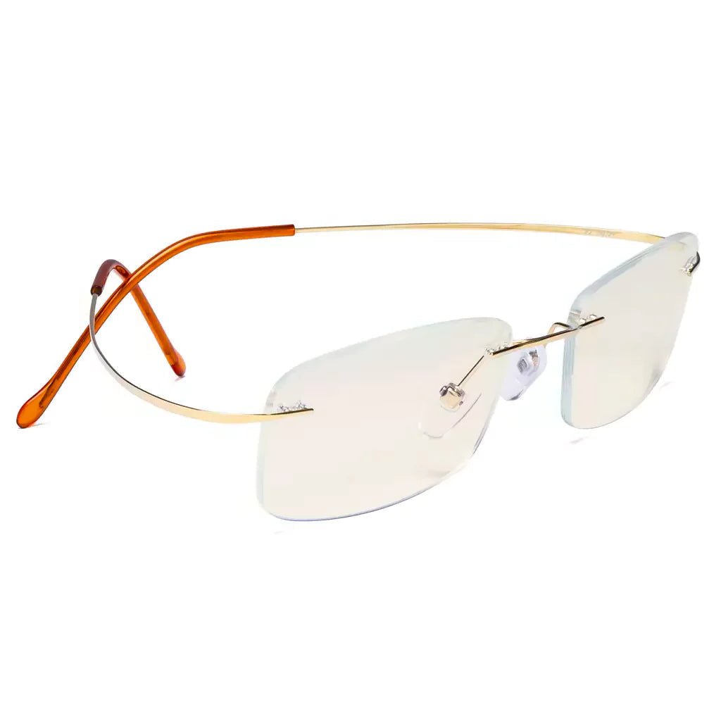 Rimless Titanium Blue Light Blocking Reading Glasses for Women Men