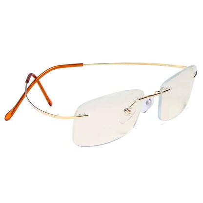 Rimless Titanium Blue Light Blocking Glasses for Women Men