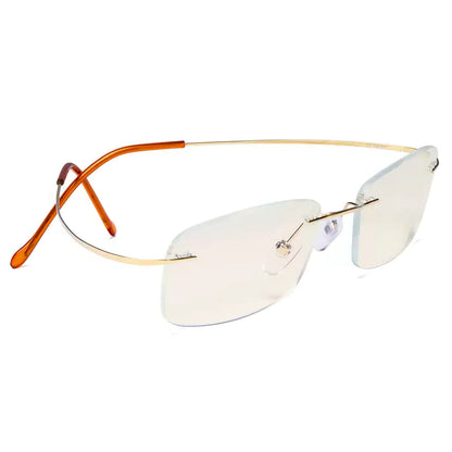 Rimless Titanium Blue Light Blocking Glasses for Women Men