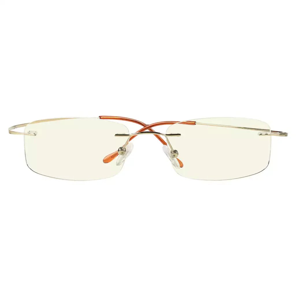Rimless Titanium Blue Light Blocking Reading Glasses for Women Men