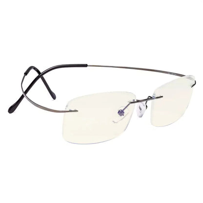 Rimless Titanium Blue Light Blocking Reading Glasses for Women Men