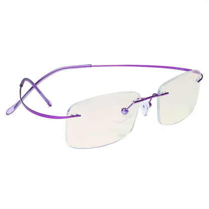 Rimless Titanium Blue Light Blocking Glasses for Women Men