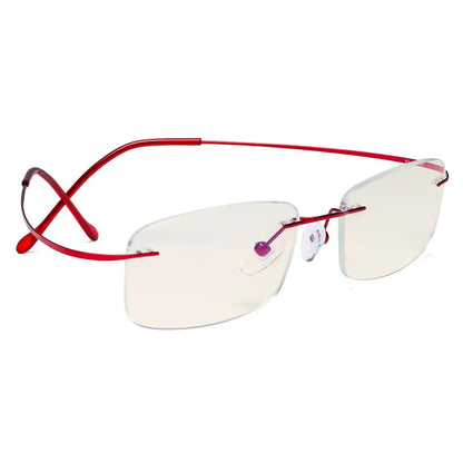 Rimless Titanium Blue Light Blocking Glasses for Women Men