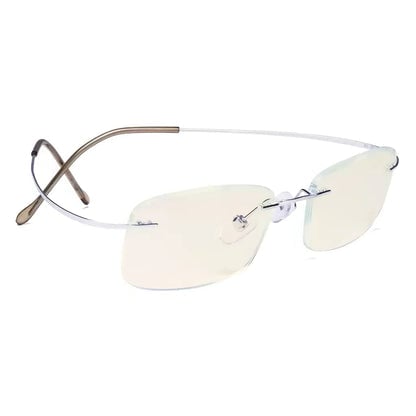 Rimless Titanium Blue Light Blocking Glasses for Women Men