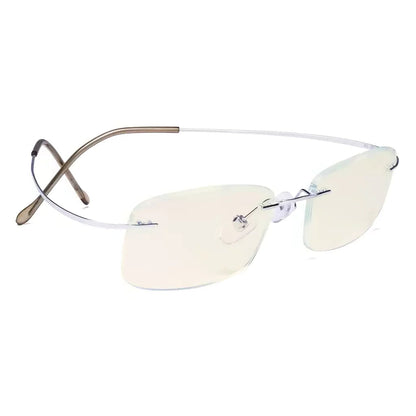 Rimless Titanium Blue Light Blocking Glasses for Women Men