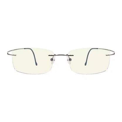 Rimless Titanium Blue Light Blocking Glasses for Women Men