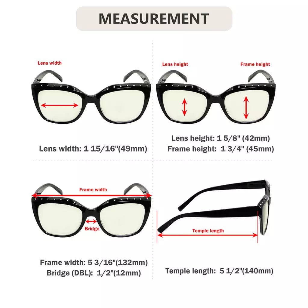 Rhinestone Blue Light Blocking Reading Glasses for Women