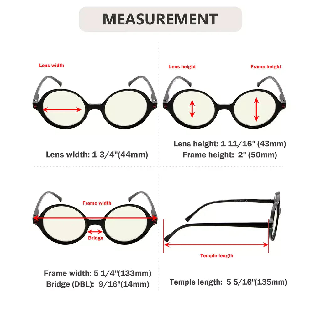 Round Blue Light Blocking Reading Glasses for Women