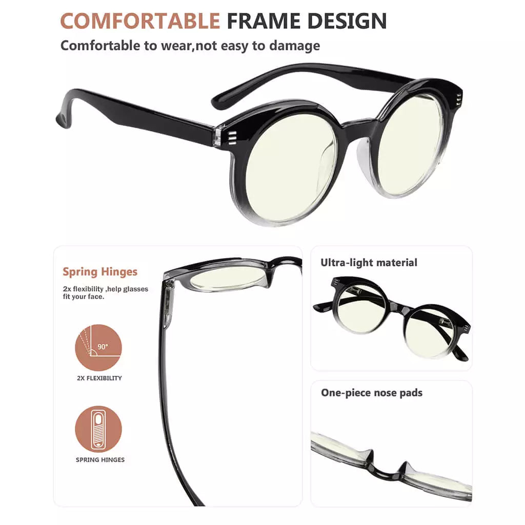 Round Blue Light Blocking Glasses for Women