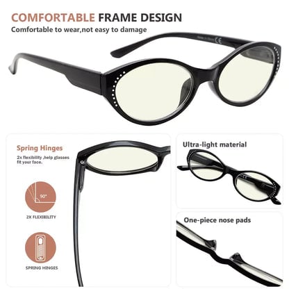 Oval Blue Light Blocking Glasses for Women