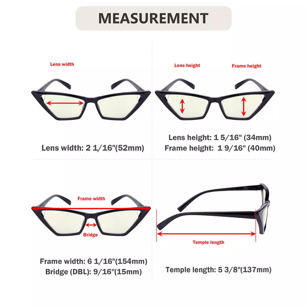 Cat Eye Oversize Blue Light Blocking Reading Glasses Women