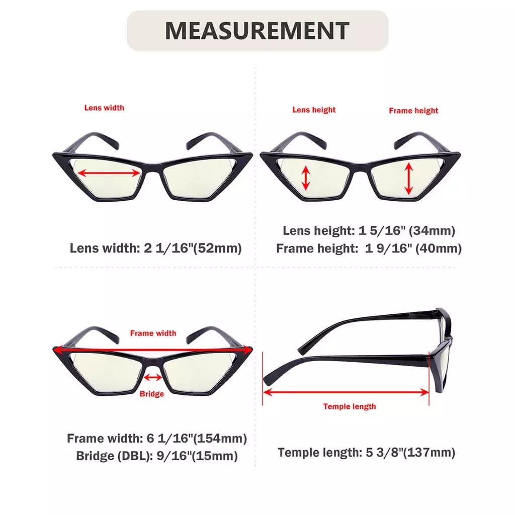 Cat Eye Oversize Blue Light Blocking Reading Glasses Women