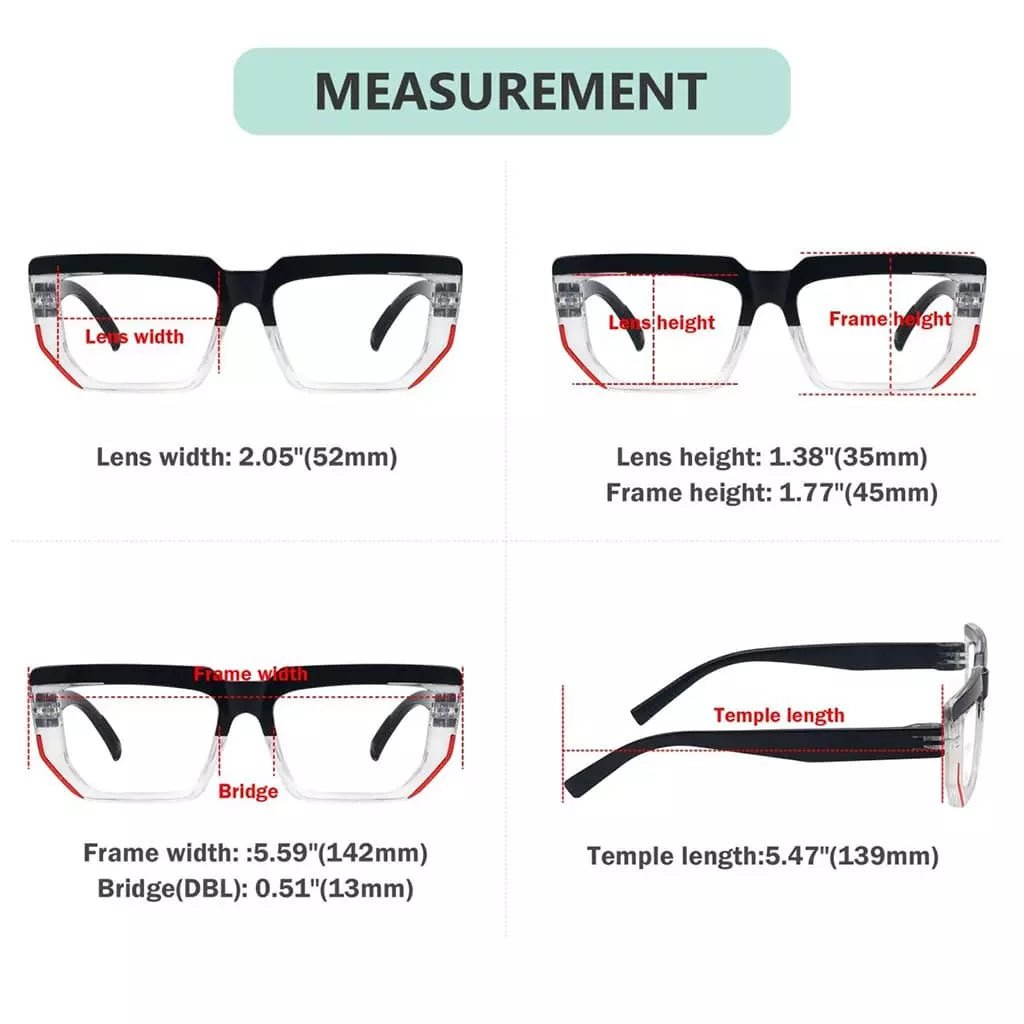 Eyeglasses Spec Rectangle Screwless Metalless Glasses Women No Power