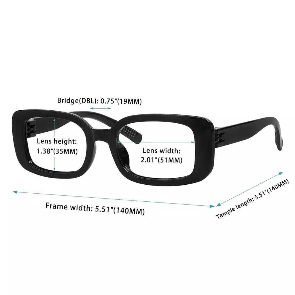 Eyeglasses Rectangle Metalless Screwless Spec Women Men Zero Power