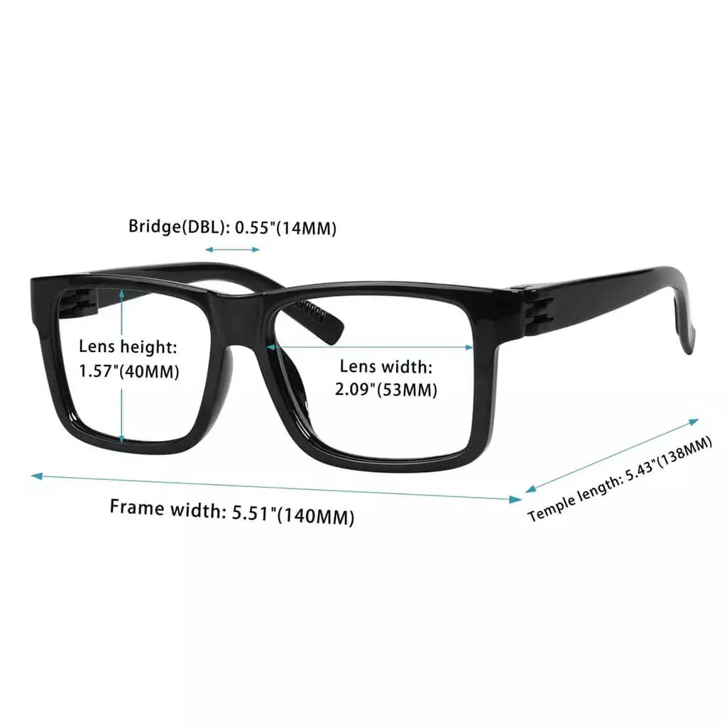 Eyeglasses Large Frame Metalless Screwless Spec Women Men Zero Power