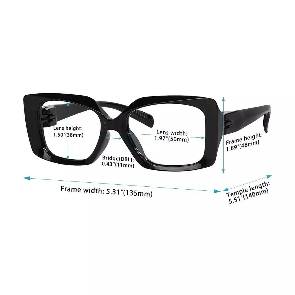 Eyeglasses Rectangle Metalless Screwless Spec Women Zero Power
