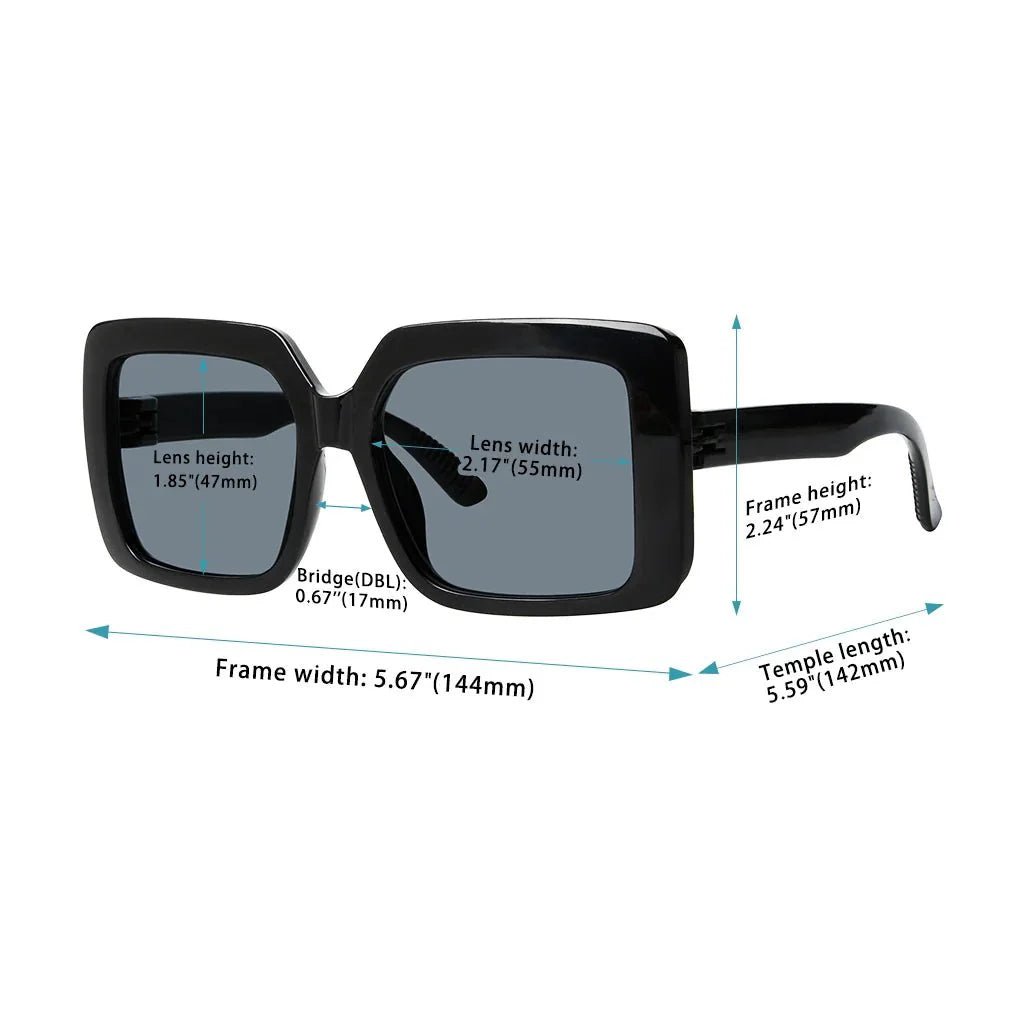 Sunglasses Metalless Square Spring Hinge for Women